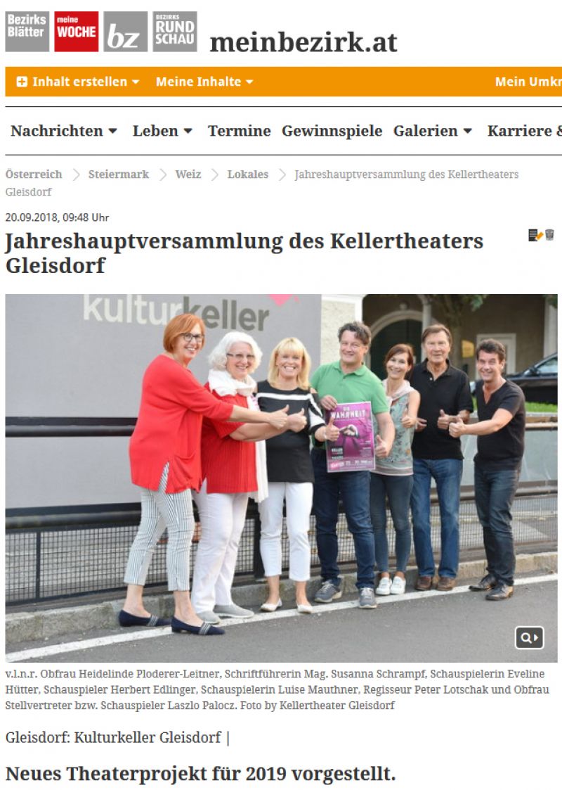 Onlinebericht Woche at Ankuendigung Theaterprojekt die Wahrheit mai2019 