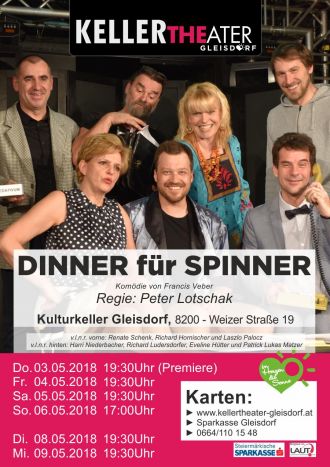 Plakat 2018 Dinner fuer Spinner kellertheater gleisdorf v9